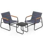 3 Pieces Patio Bistro Set - Fabric Conversation Set-Gray