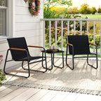 3 Pieces Patio Bistro Set - Fabric Conversation Set-Gray