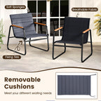 3 Pieces Patio Bistro Set - Fabric Conversation Set-Gray