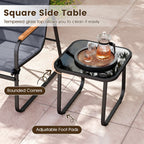 3 Pieces Patio Bistro Set - Fabric Conversation Set-Gray