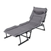 3 in 1 Folding Camping Cot Comfy Padded Convertible Single Sofa Chair-Gray