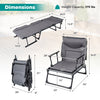 3 in 1 Folding Camping Cot Comfy Padded Convertible Single Sofa Chair-Gray