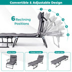3 in 1 Folding Camping Cot Comfy Padded Convertible Single Sofa Chair-Gray