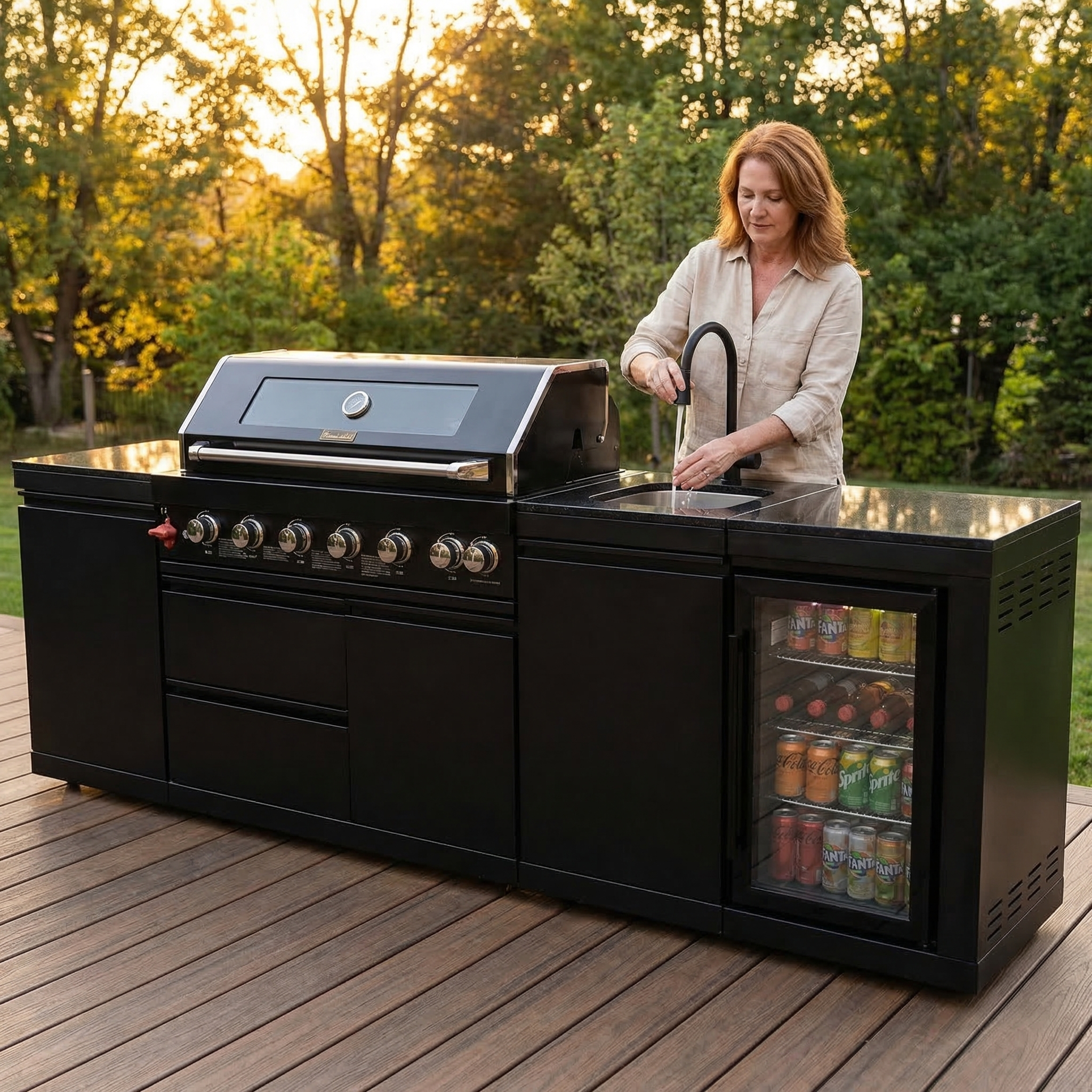 6-Burner 85000 BTU Deluxe Stainless Steel Propane Gas Outdoor Kitchen Grill