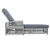 Outdoor Long Reclining Chaise with Armrests and Cushions