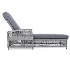 Outdoor Long Reclining Chaise with Armrests and Cushions