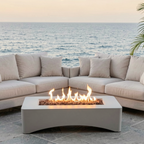 56' Propane Fire Pit Table - Rectangular Outdoor Gas Fire Pit - Light Gray