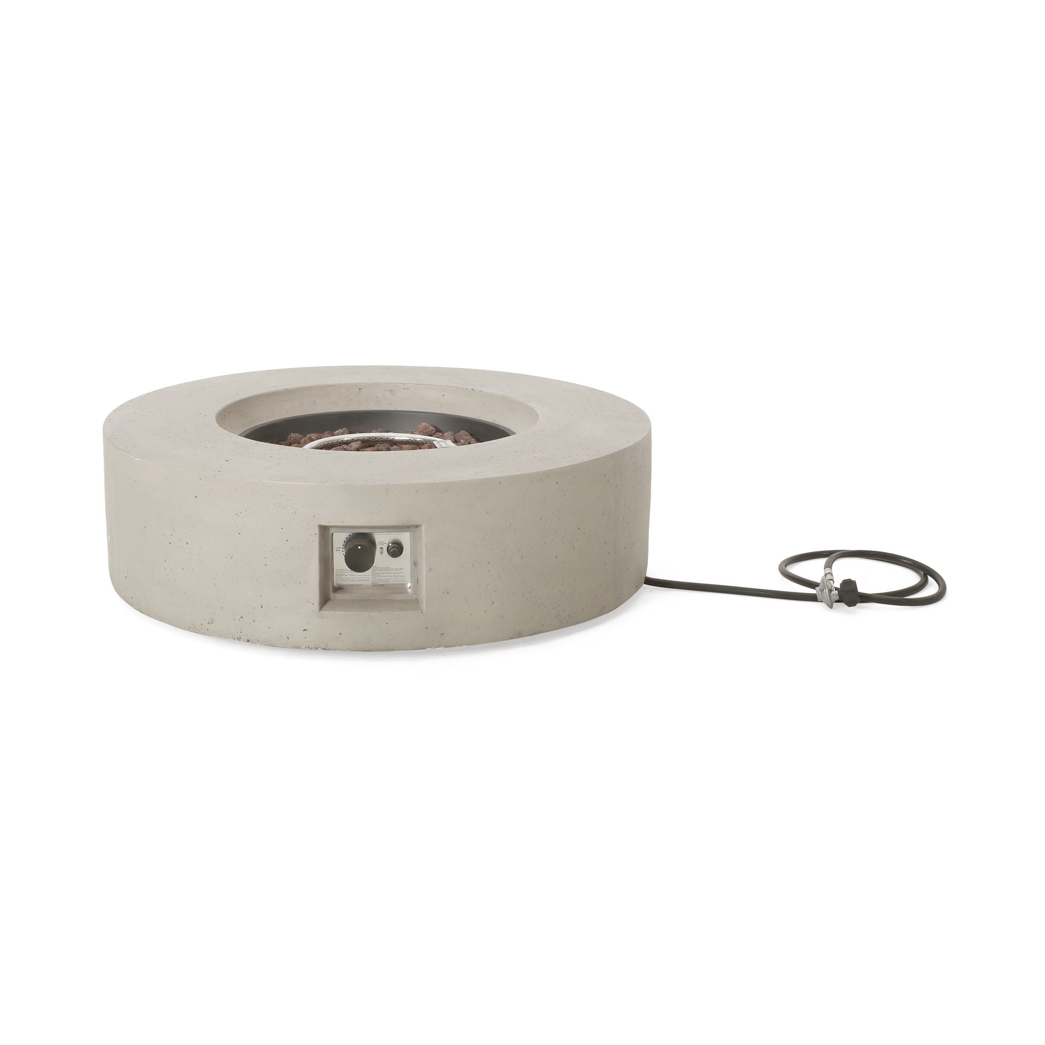Modern Lightweight Concrete Outdoor Circular Fire Pit 50,000 BTU