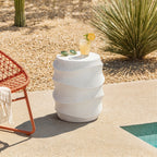 Antique-Style Magnesium Oxide Outdoor Side Table