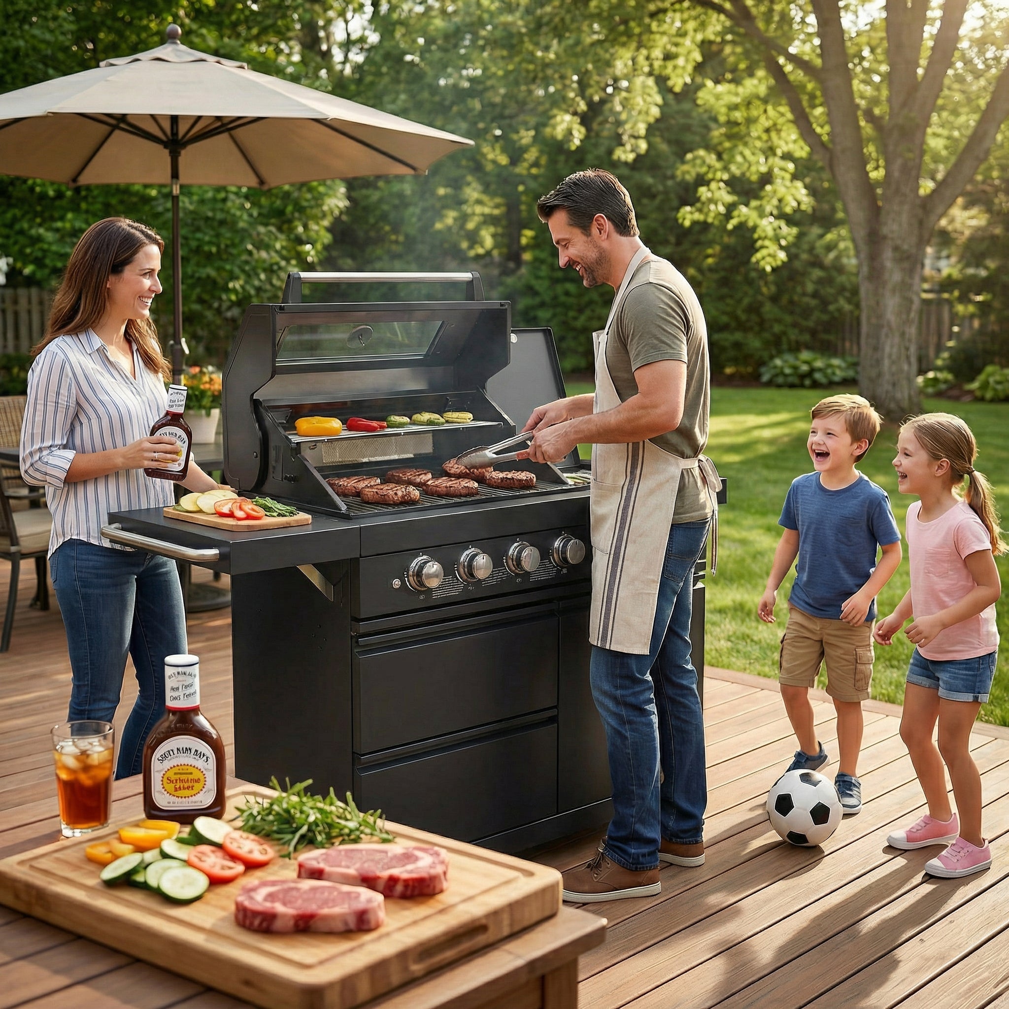 46-Inch 75300 BTU 6-Burners Deluxe Stainless Steel Gas Outdoor Barbecue Grill