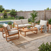 4-Piece Acacia Wood Outdoor Patio Furniture Set with Thick Cushions