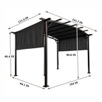 12' x 9' Outdoor Patio Pergola Gazebo - Steel Frame Sun Shelter With Retractable Canopy