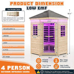 The Monaco 4-Person Low EMF Spruce Wood Outdoor Infrared Sauna with Bluetooth Speakers and LED Lights