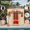 The Monaco 4-Person Low EMF Spruce Wood Outdoor Infrared Sauna with Bluetooth Speakers and LED Lights