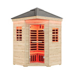 The Monaco 4-Person Low EMF Spruce Wood Outdoor Infrared Sauna with Bluetooth Speakers and LED Lights