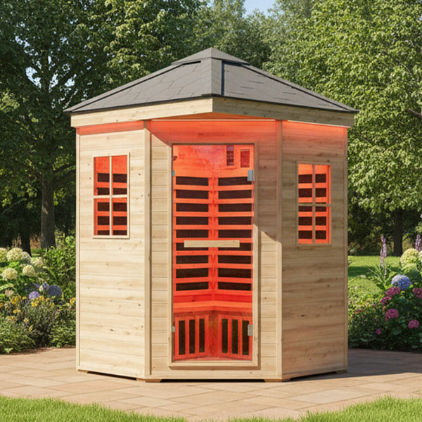 The Monaco 4-Person Low EMF Spruce Wood Outdoor Infrared Sauna with Bluetooth Speakers and LED Lights