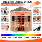 The Monaco 4-Person Low EMF Spruce Wood Outdoor Infrared Sauna with Bluetooth Speakers and LED Lights