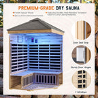 The Monaco 4-Person Low EMF Spruce Wood Outdoor Infrared Sauna with Bluetooth Speakers and LED Lights