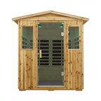 The Deluxe 4-Person Outdoor Infrared Hemlock Sauna With Bluetooth Speakers & LED Lighting