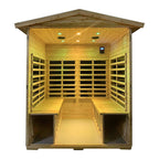 The Deluxe 4-Person Outdoor Infrared Hemlock Sauna With Bluetooth Speakers & LED Lighting