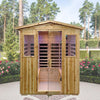The Deluxe 4-Person Outdoor Infrared Hemlock Sauna With Bluetooth Speakers & LED Lighting