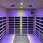 The Deluxe 4-Person Outdoor Infrared Hemlock Sauna With Bluetooth Speakers & LED Lighting