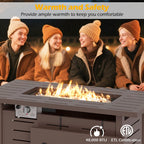 40 Inch Outdoor Propane Fire Pit Rectangle Gas Fire Table with Lava Rocks