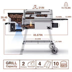 KingChii - 456 Sq. In. Wood Pellet Grill and Smoker BBQ with PID Auto Temperature Control in Black