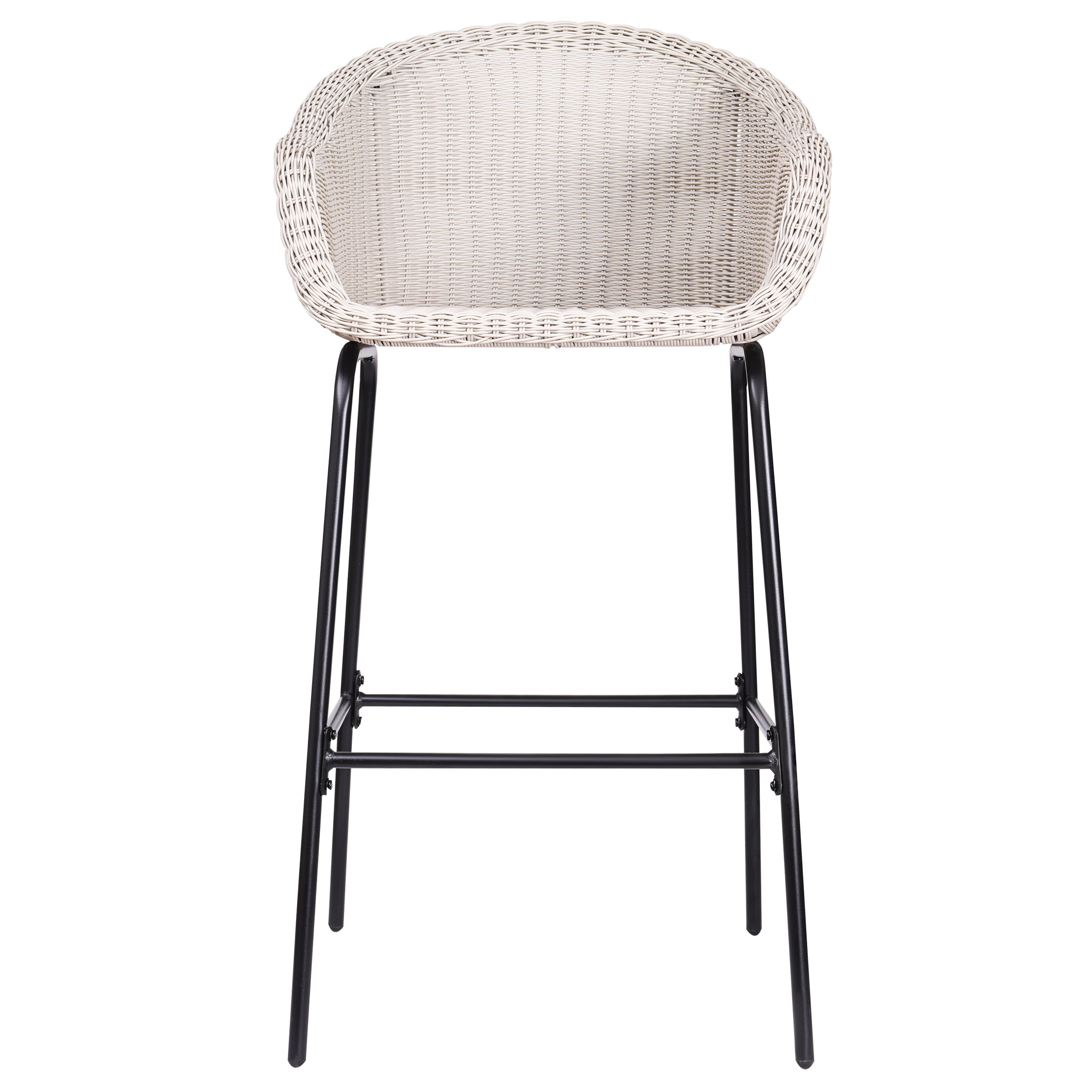 Ladd Outdoor Metal Wicker Barstool Set of 2 - Light Gray