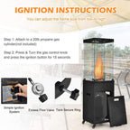 41K BTU Outdoor Propane Gas Patio Heater W/ Lockable Wheels