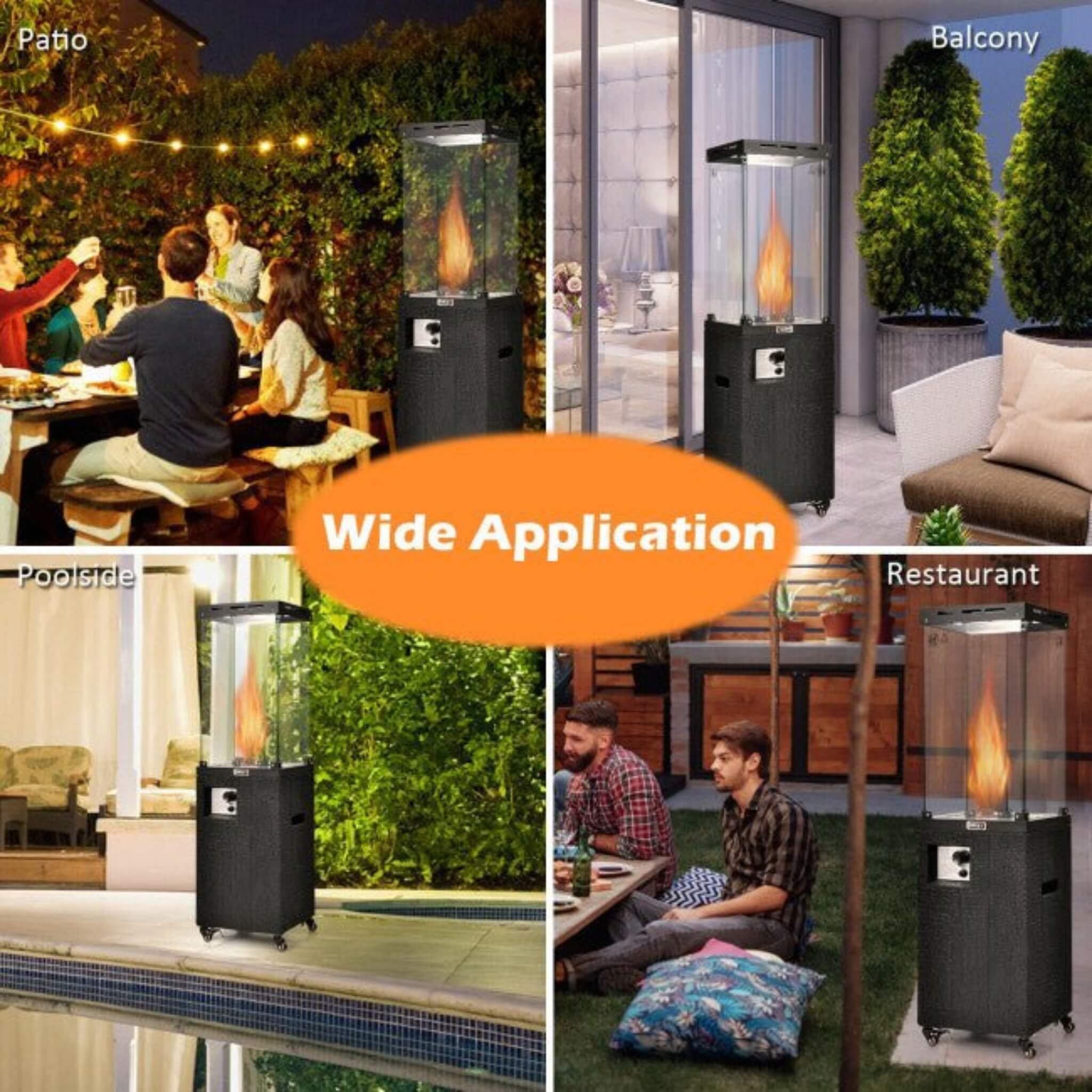 41K BTU Outdoor Propane Gas Patio Heater W/ Lockable Wheels