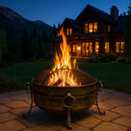 Cauldron 24 In. X 23 In. round Steel Wood Fire Pit with Spark Screen in Black