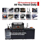 Belmont 43-Inch 6-Burner 85K BTU Stainless Steel Outdoor BBQ Kitchen Grill Island
