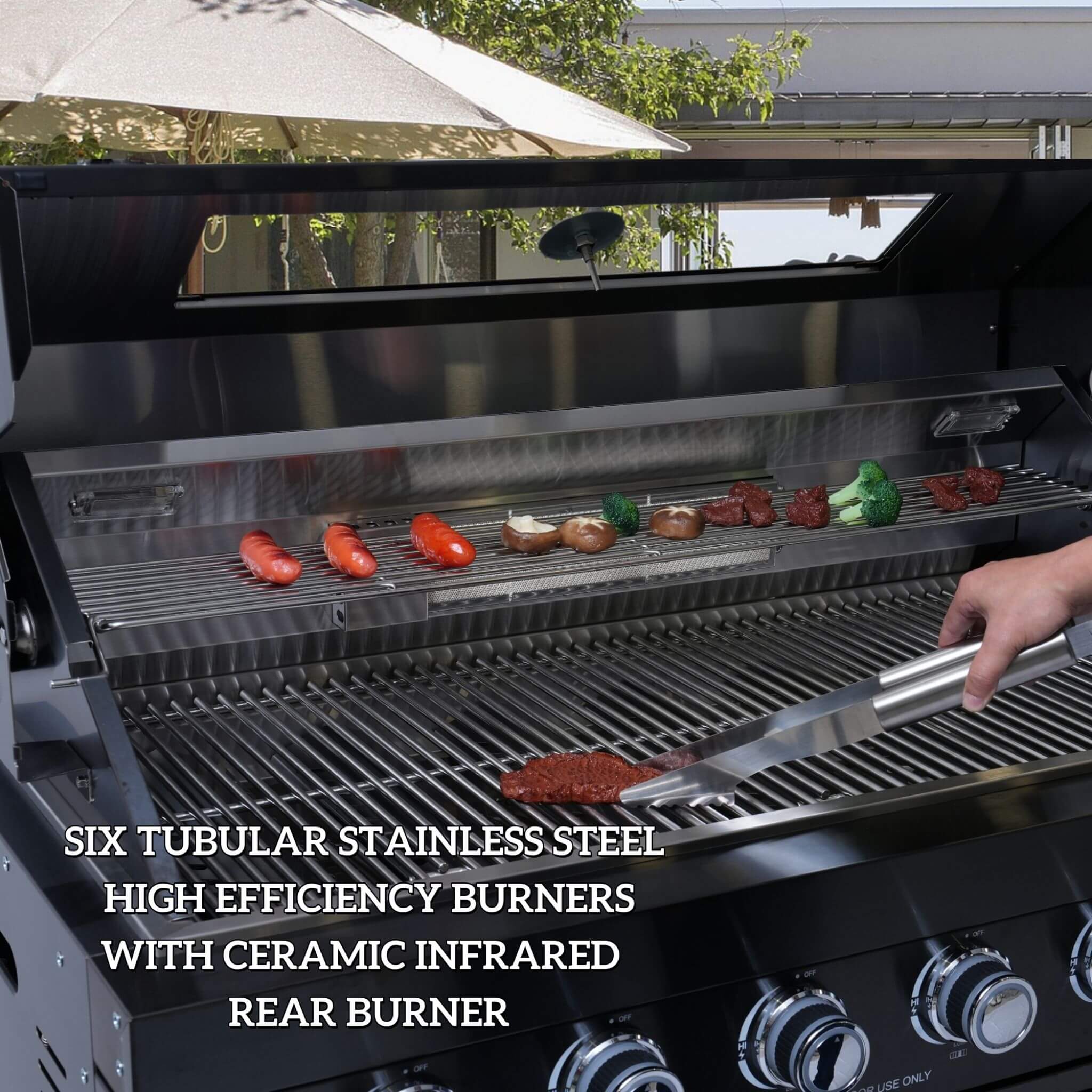 Belmont 43-Inch 6-Burner 85K BTU Stainless Steel Outdoor BBQ Kitchen Grill Island