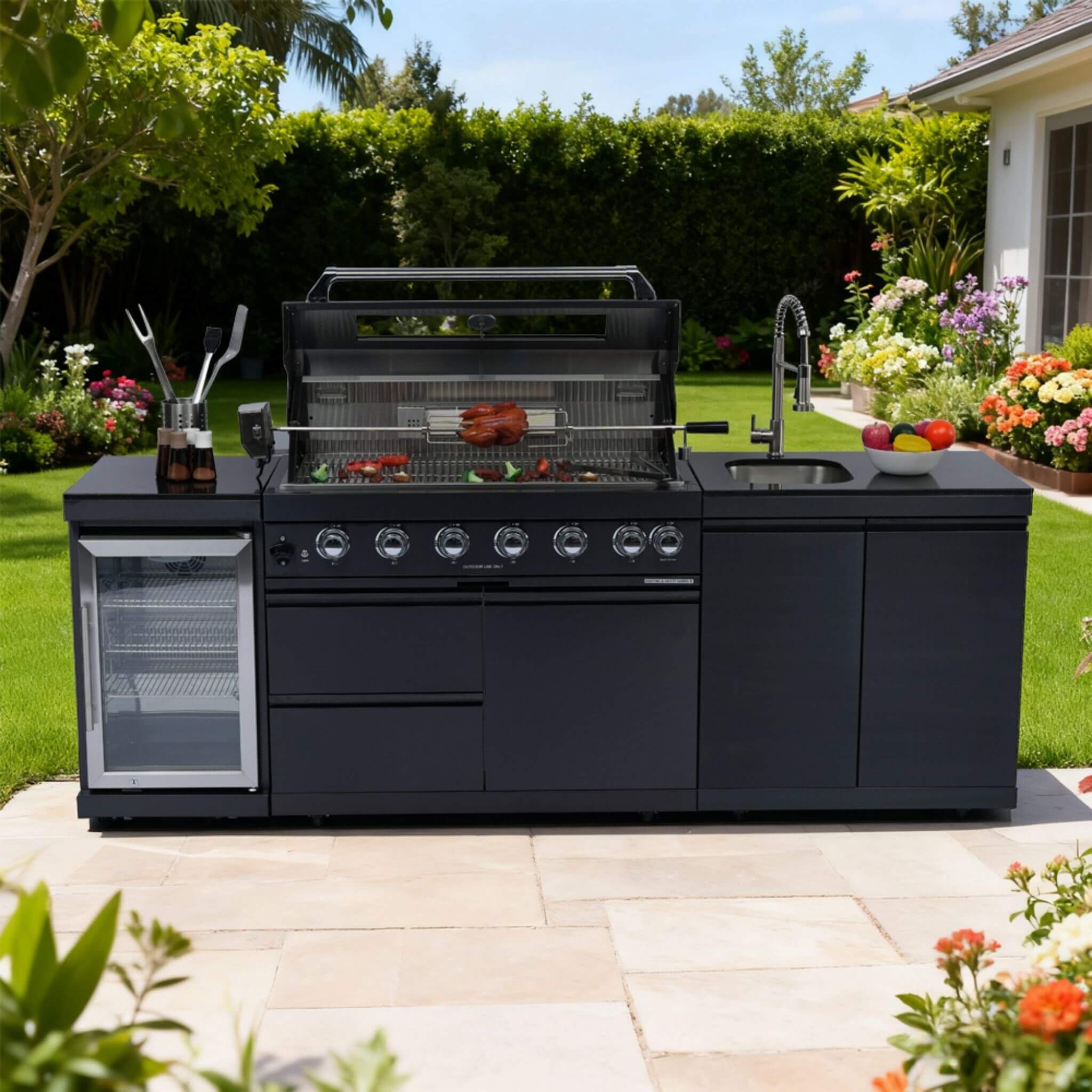 Belmont 43-Inch 6-Burner 85K BTU Stainless Steel Outdoor BBQ Kitchen Grill Island