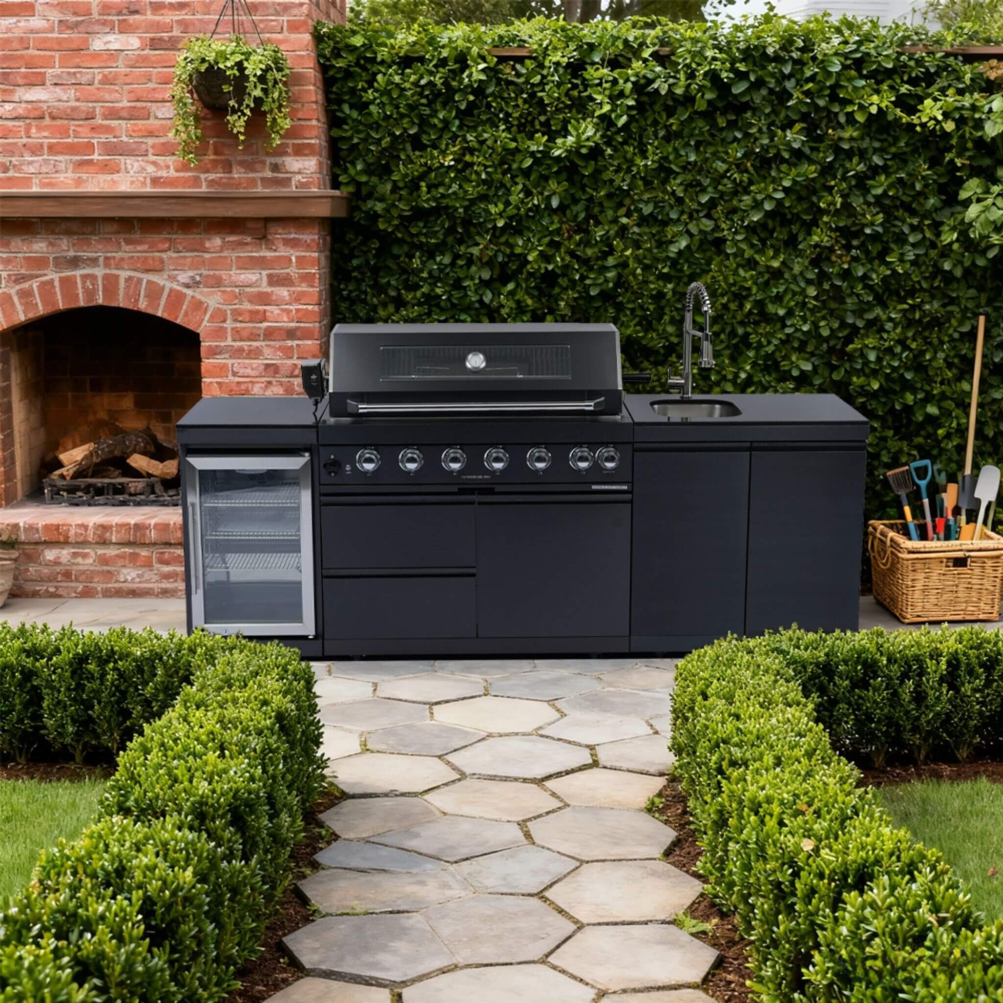 Belmont 43-Inch 6-Burner 85K BTU Stainless Steel Outdoor BBQ Kitchen Grill Island