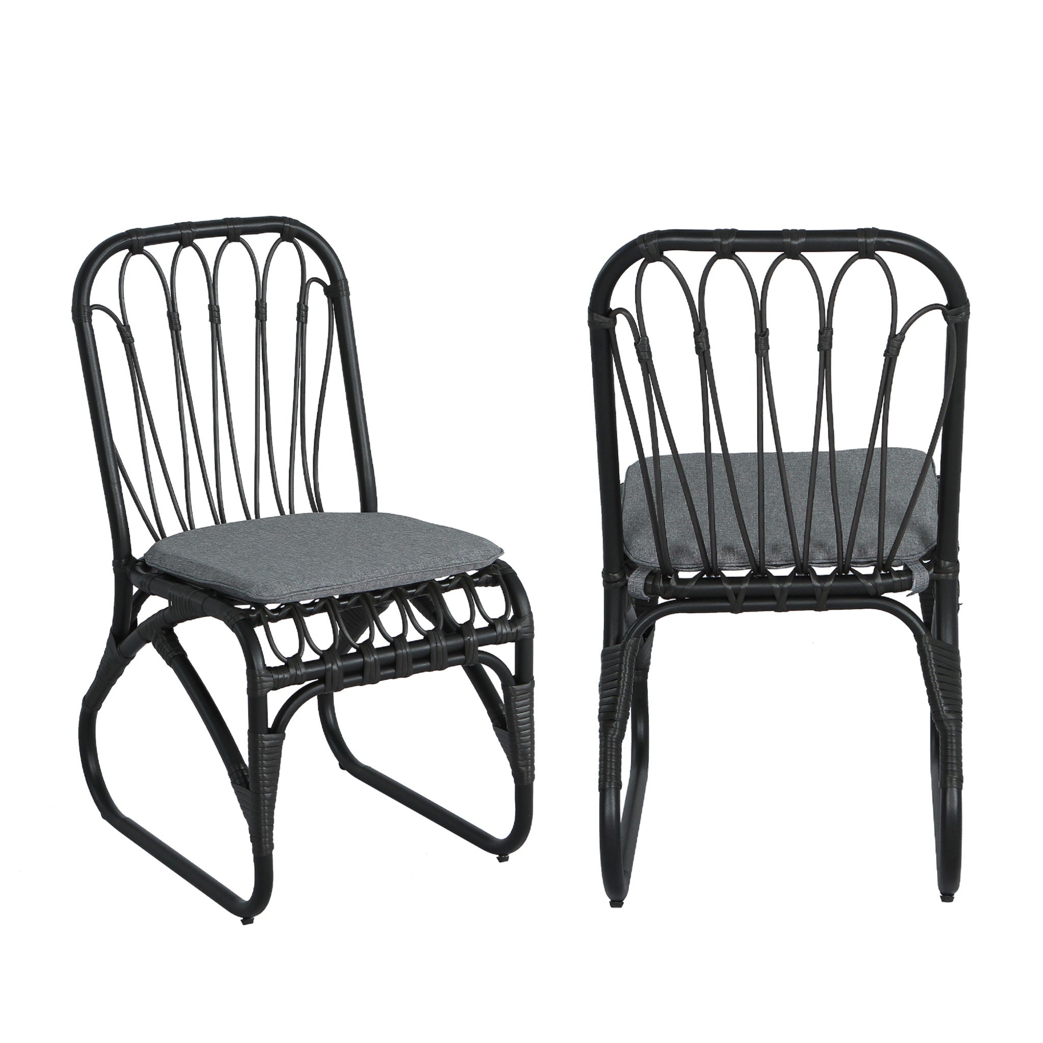 Outdoor Wicker Dining Chairs With Washable Cushions (Set of 2)