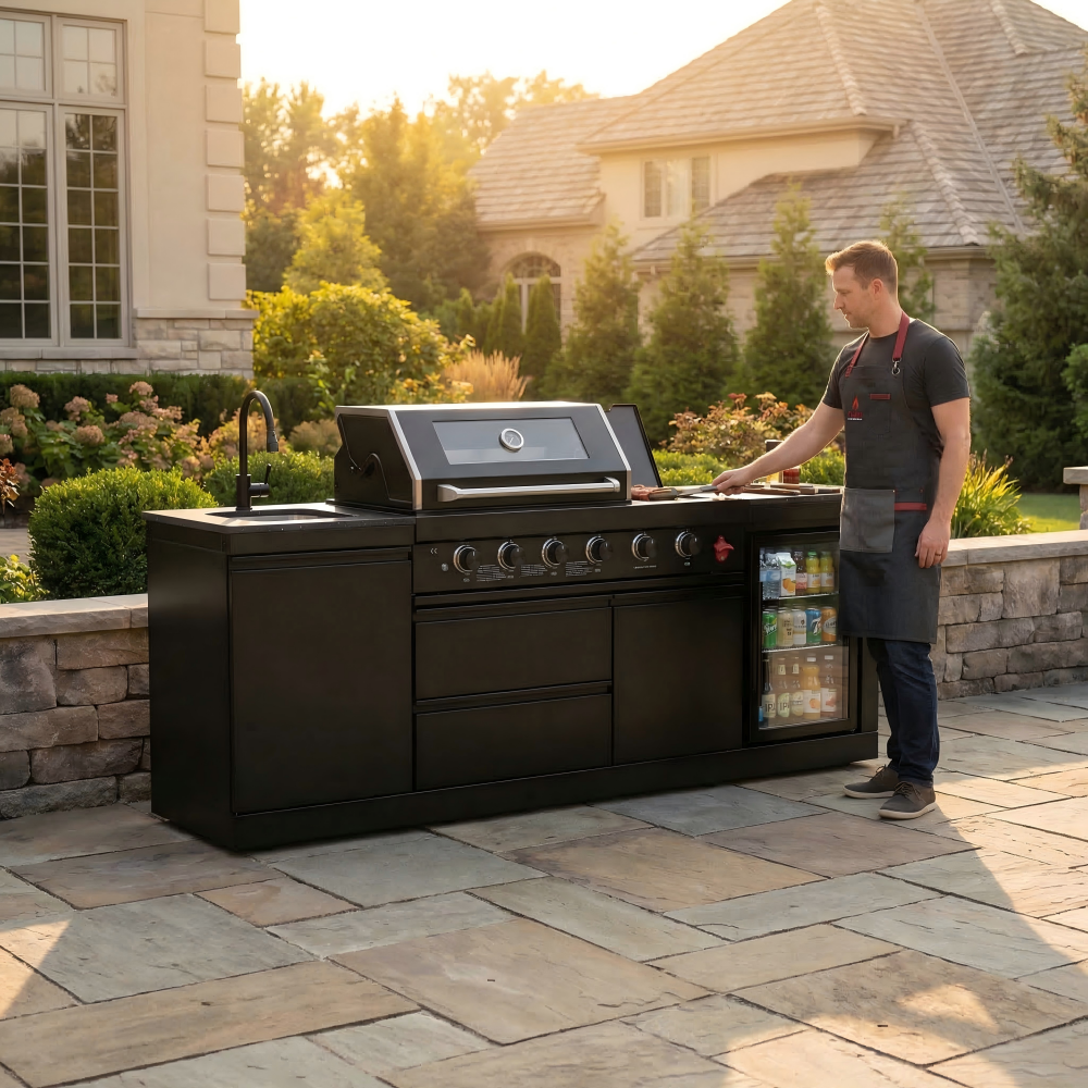 4-Burner Deluxe Stainless Steel Propane Gas Outdoor Kitchen Grill