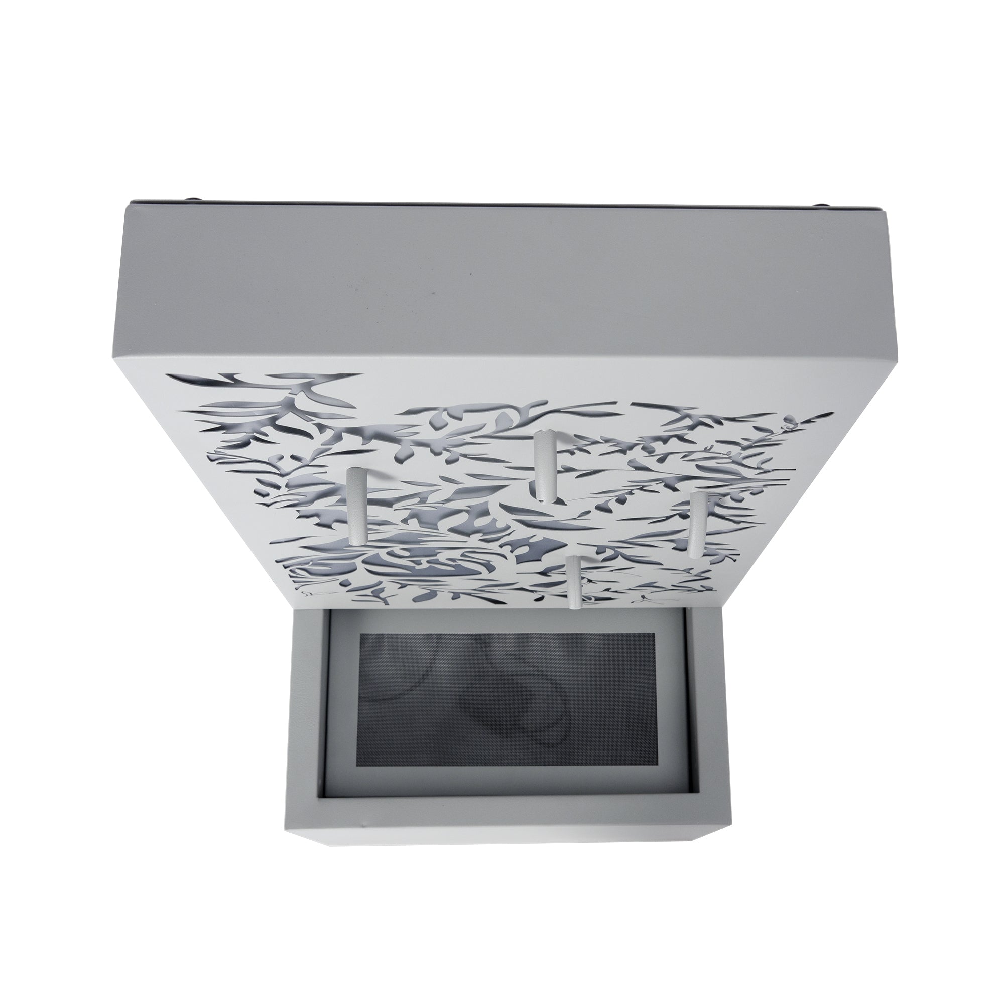 30.71' Light Gray Metal Leaf Cutout Outdoor Water Wall Fountain with LED Lights