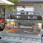 Castelle Flame Verona 44-Inch 6-Burner 85K BTU Stainless Steel Outdoor BBQ Kitchen Grill Island With Wine Cooler, Rotisserie Kit, And Storage Cabinets (SAK97105)