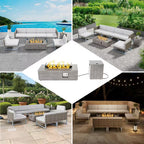 50000 BTU Coating Steel Propane Fire Pit Table in Gray Rectangular Modern Outdoor Gas Fire Table with Tank Holder