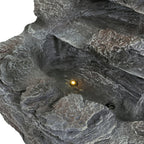4-Tier Concrete Rock Waterfall Fountain with LED Lights