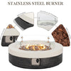 42" Outdoor Propane Fire Pit Table W Tank Cover & Wind Guard, round Gas Fire Pit Table with Concrete & Wood Grain Design, 50000BTU Fire Tables for Patio, Backyard, Garden