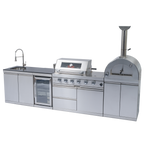 125" 10,8000 BTU 4-Burner Outdoor Kitchen Island Grill with Pizza Oven