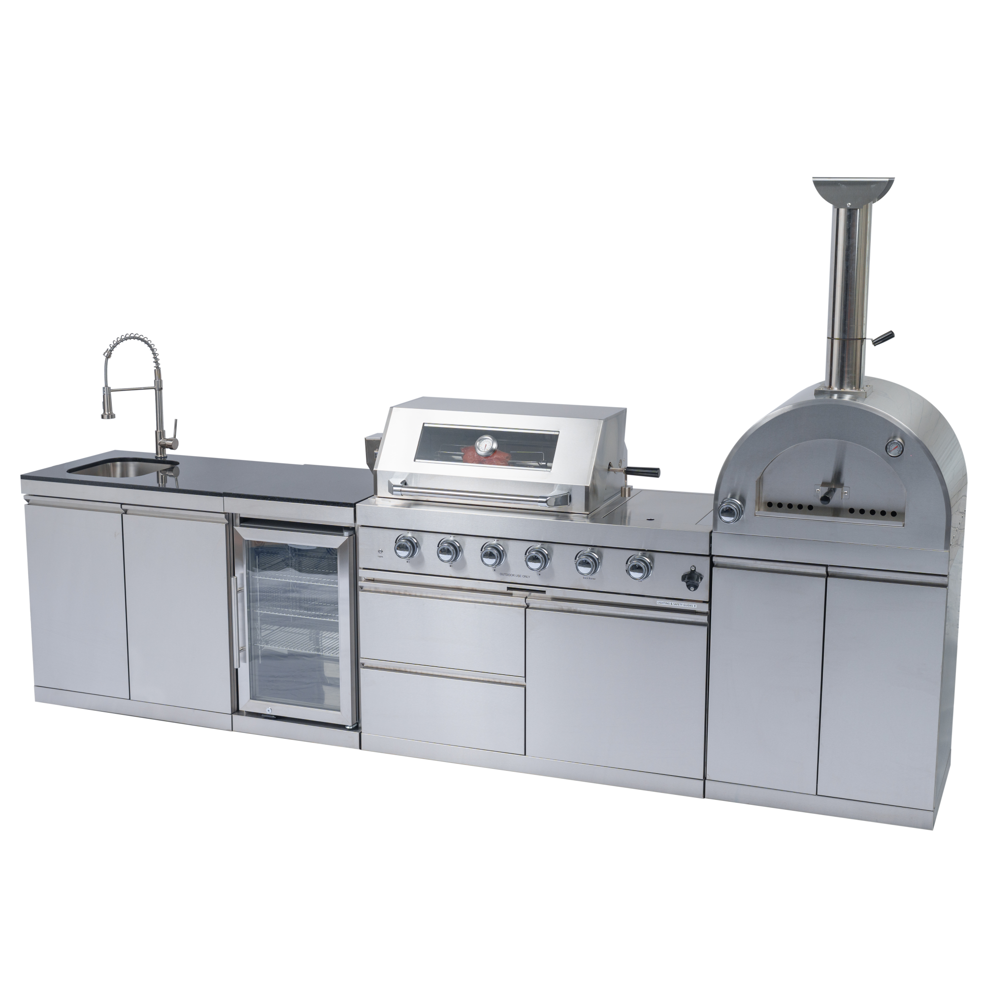 125" 10,8000 BTU 4-Burner Outdoor Kitchen Island Grill with Pizza Oven