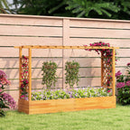 45 Inch Wooden Raised Garden Bed with Lattice Trellis
