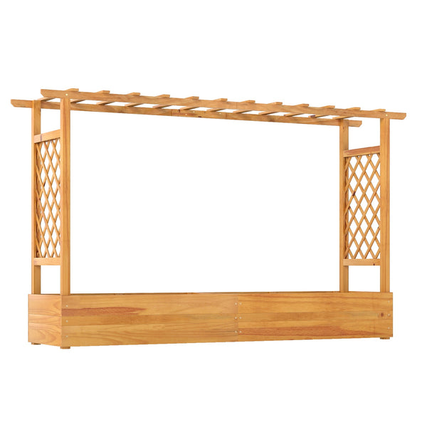 45 Inch Wooden Raised Garden Bed with Lattice Trellis