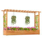45 Inch Wooden Raised Garden Bed with Lattice Trellis
