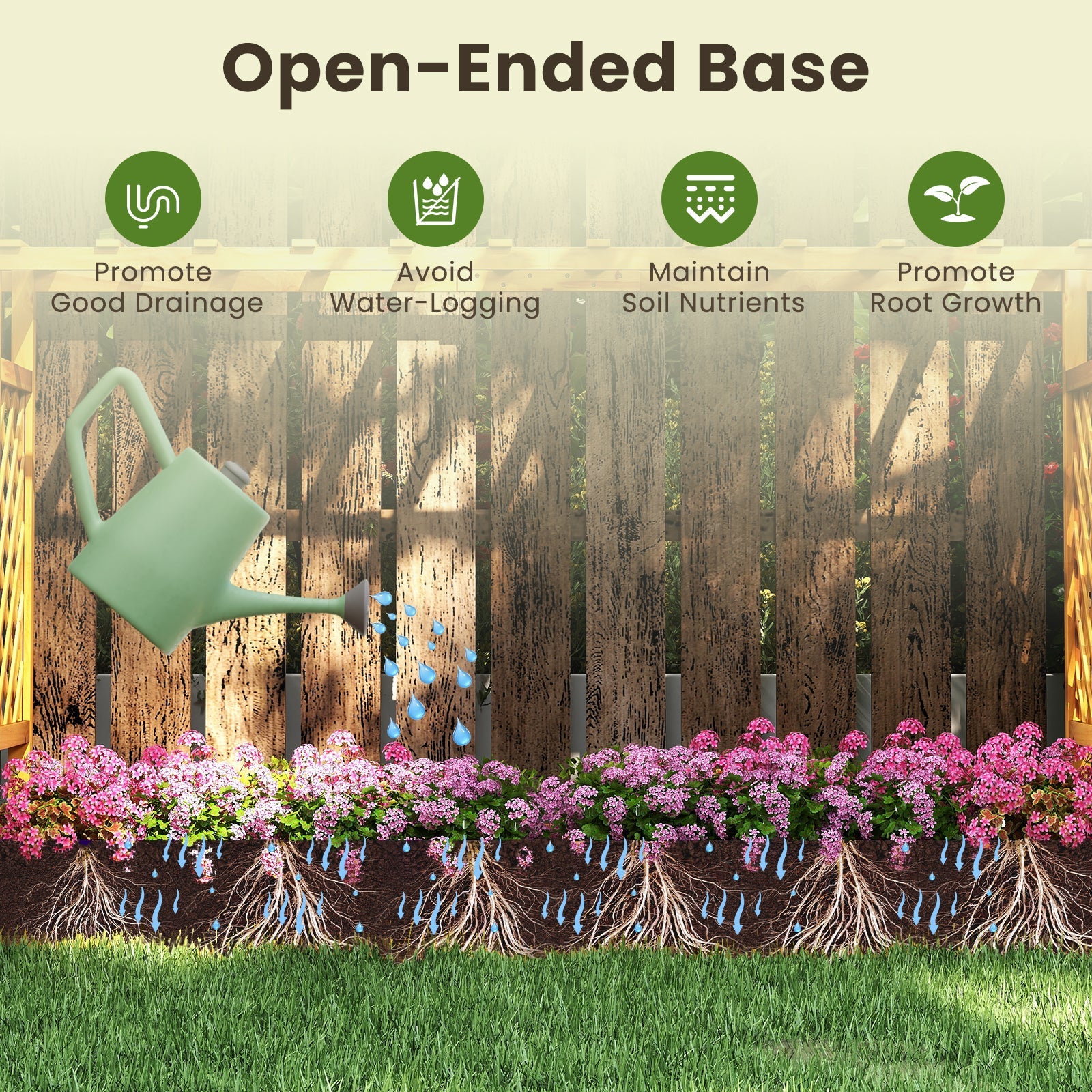 45 Inch Wooden Raised Garden Bed with Lattice Trellis