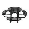 Large 46-Inch Heavy-Duty Round Outdoor Steel Picnic Table With Umbrella Hole